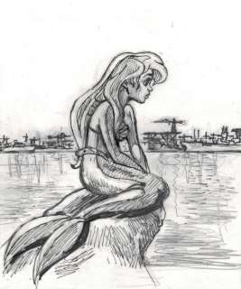 The Danish Little Mermaid - Original Pencil Drawing - Tony Fernandez - First edition | Catawiki
