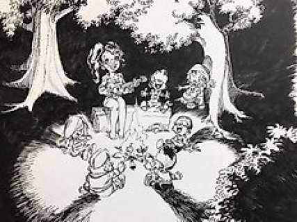 Le petit Spirou - Le feu de camp - Grand dessin - (2015) | Catawiki