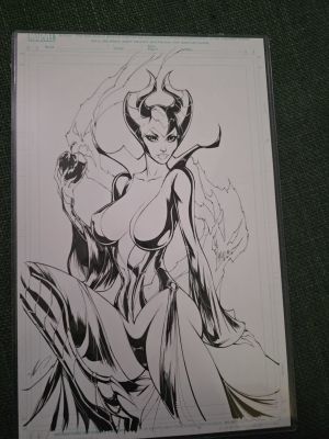 Ale Garza Original Art OA Maleficent Pinup 11x17 Signed COA | Raremarq (Buy It Now)