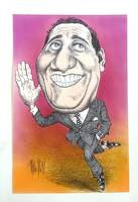 Franco Bruna | Original illustration for Alberto Sordi. Cm. 23,5x36. Signed. Mint. Code 2340. | Segni e Disegni
