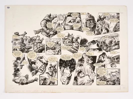 Doctor Who original double-page artwork by John Canning (1976) for Mighty TV Comic No 1330 pg 11. ’ | Comic Book Auctions ltd