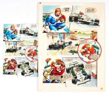 Adventures with Scalextric original colour artwork (1980) by Ian… | Comic Book Auctions ltd