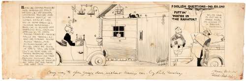 RUBE GOLDBERG 1922 DAILY STRIP ORIGINAL ART FEATURING EARLY RUBE GOLDBERG MACHINE. | Hake’s