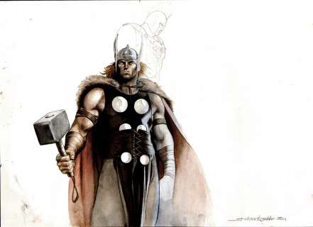 Arturo Lozzi - thor painted pinup