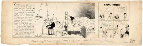 RUBE GOLDBERG 1923 DAILY STRIP ORIGINAL ART FEATURING EARLY RUBE GOLDBERG MACHINE. | Hake’s