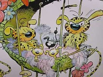 Frisano, Thomas - Dessin original (aquarelle & gouache) - Hommage Ã  Franquin - Marsupilami | Catawiki