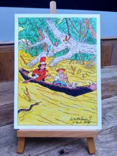 Wasterlain, Marc - Dessin original en couleur - Hommage Ã  Hergé - Jeannette Pointu + Docteur Poche  - (2018) | Catawiki