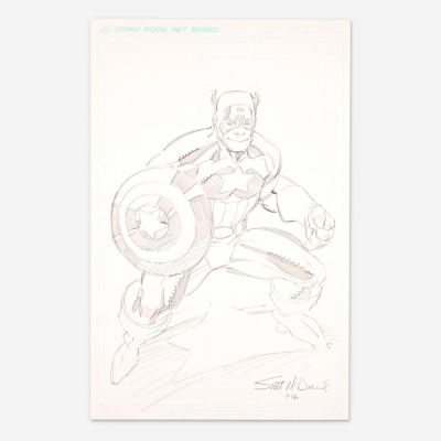 Lot 350 - Scott McDaniel, Captain America Original Art Illustration (2012) | Landry Pop Auctions