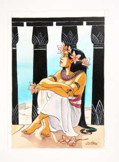 Dethan Isabelle Illustration... | DETHAN Isabelle Illustration représentant une égytienne Encre... | Vermot et Associés