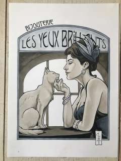 Evenhuis, Chris - Originele tekening + 2x Portfolio - Les Yeux Brillants - Bijouterie - (2014/2014) | Catawiki