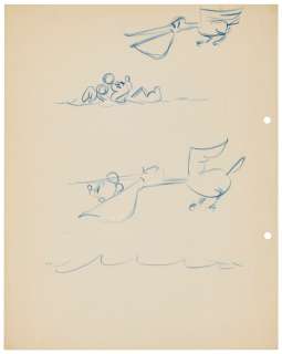 Walt Disney Studios, Circa 1930 | Preliminary Animation Drawings for Mickey Mouse with Pelicans | Christie’s