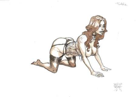 Bleda, Sergio - Original drawing - Table - BDSM Submissive Training Position | Catawiki