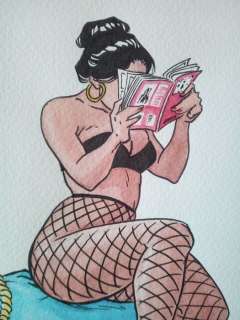 Pin Up - ilustraz. origin. "Sexy reader 2" - Page volante - (2015) | Catawiki