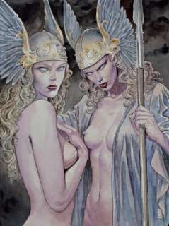 Manara | Walkyrie II Splendide aquarelle sur papier. 46x62 cm. Signée | Millon