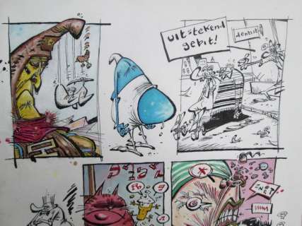 Schreurs, Eric - Originele pagina in kleur - Persiflage op diverse stripfiguren (2018) | Catawiki
