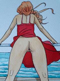 Voyage érotique - Dessin original encré et aquarellé de JC Vergne - Page volante | Catawiki