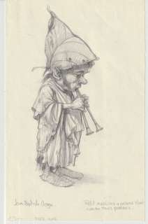 Monge, Jean-Baptiste  - Dessin original - Petit musicien a peine haut comme trois pommes -  (2002) | Catawiki