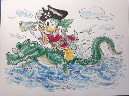 Donald Duck - "Donald and crocodile pirates!" " Paperino e coccodrillo pirati!" - Page volante - Umpublié - (2018/2018) | Catawiki
