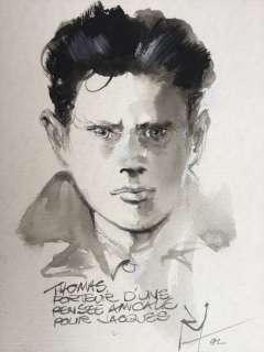 Follet, René - Dessin original - Portrait de ThomasÂ  - (1992) | Catawiki