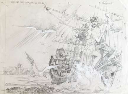 Biffignandi - original sketch firmato - cm 30x23 - Page volante | Catawiki