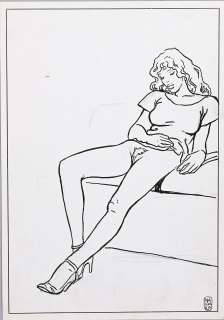 Manara, Milo (Né... | MANARA, Milo (Né en 1945) Nu pensif. Encre de Chine... | Coutau Bégarie