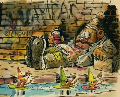 Larcenet - Illustration originale Ã  l’encre et Ã  l’aquarelle - (1993) | Catawiki