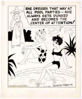Gladys Parker - Mopsy Daily Single-Panel Comic Strip Original Art dated 7-7-64 (Bell-McClure Syndicate, 1964).