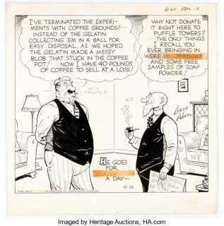 Gene Ahern - Room and Board Daily Comic Strip Featuring Judge Puffle Original Art dated 4-16-5...