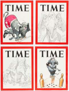 Davis, Jack | Jack Davis TIME Cover Preliminary Original Art dated 8-23-1976 Group of 15 (TIME, 1976).... (Total: 15 Original Art) | Heritage