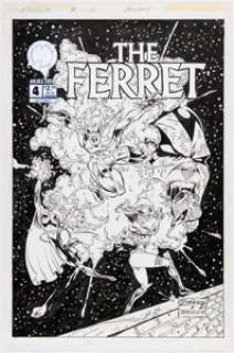 Malibu Comics artist - Dean Zachary and Ken Branch The Ferret #4 Variant Cover Original Art (Malibu, 1993)....