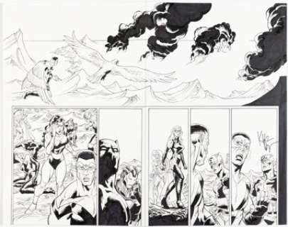 Dwyer, Kieron - Kieron Dwyer and Rick Remender Avengers #60 (475) Double Page Spread 2-3 Original Art (Marvel, 2003)....