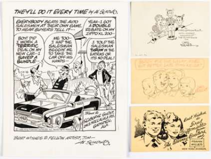 Graff, Mel - Mel Graff, Martin Branner, Carl Ed, and Others Autographed Cartoon Drawings Original Art and Inscribed Prints/Correspondence G... (Total: 16 Original Art)