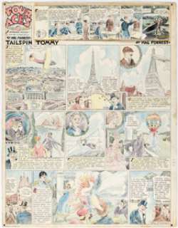 Forrest, Hal | Hal Forrest Tailspin Tommy and Four Aces Hand-Colored Sunday Comic Strip #259 Original Art plus Photos... | Heritage