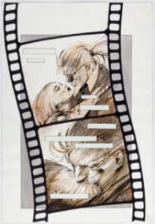 Unidentified European Comic Artist (non-superhero - Saverio Tenuta - Film Strip with Man and Woman Illustration Original Art (1996)....