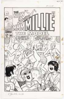 Stan Goldberg and Sol Brodsky - Millie the Model #163 Cover Original Art (Marvel, 1968).