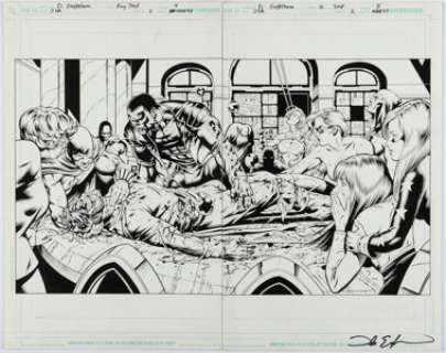 Dale Eaglesham and Ruy Jose - Justice Society of America #2 Double Page Spread 4-5 Original Art Group of 2 (DC, 2007). (Total: 2 Original Art)