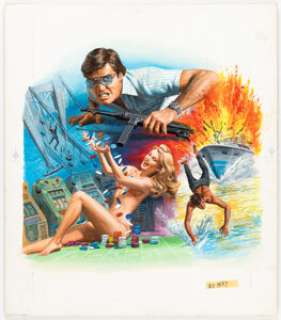 Samson Pollen - Hawk #9 "Down Under and Dirty" Paperback Cover Original Art (Jove Books, 1981). (Total: 2 Items)