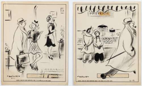 William Galbraith Crawford Side Glances Daily Single Panel Comic Strip Original Art Group of 2 (NEA Service, 1946). (Total: 2 Original Art)