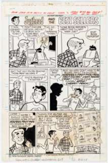 Dan DeCarlo and Jim DeCarlo (attributed) Josie and the Pussycats #99 Inside Front Cover Archie Hostess Fruit Pies Complete 1-Page Ad "Jughead and the Best Sellers" Original Art and Color Production Materials Group of 3 (Archie, 1979). (Total: 3… | Heritage