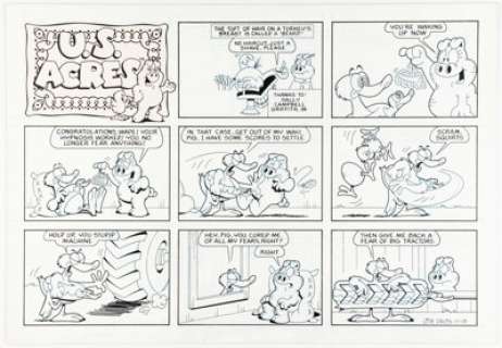 Jim Davis Studio U.S. Acres Sunday Comic Strip Original Art dated 10-19-86 (United Feature Syndicate, 1986). | Heritage