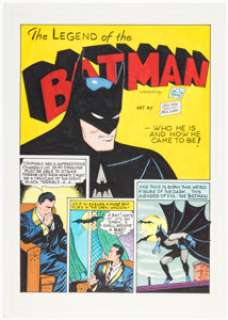 Sheldon Moldoff Batman #1 Batman Origin Recap Story Page 1 Re-Creation Original Art (undated). | Heritage