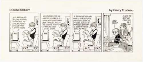 Garry Trudeau and Don Carlton Doonesbury Daily Comic Strip Original Art dated 1-27-81 (Universal Press Syndicate, 1981). | Heritage
