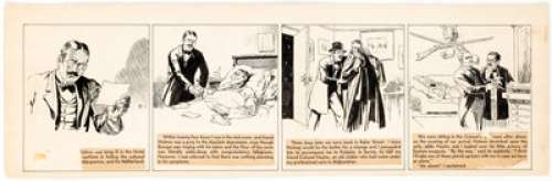 Leo O’Mealia Sherlock Holmes #E-1 "Dr. Watson’s Telegram" Daily Comic Strip Original Art dated 11-6-30 (Bell Syndicate, 1930). | Heritage