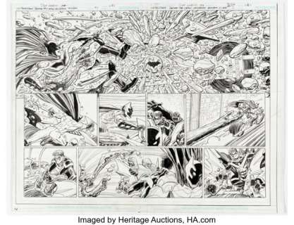 Scott Koblish Batman: The Caped Crusader Giant #1 Nightwing and Clayface Double Page Spread 10-11 Original Art (DC, 2020).