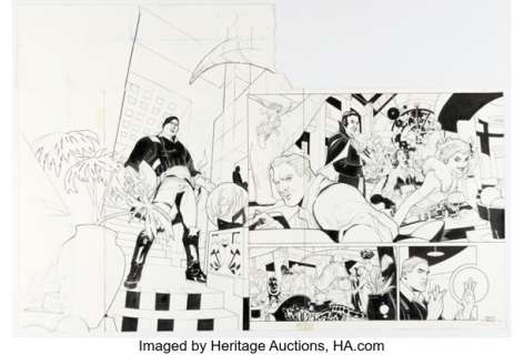 Terry Dodson and Rachel Dodson Adventureman #1 Double Page Spread 6-7 Original Art (Image, 2020).