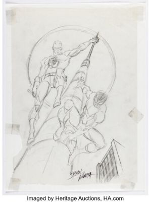 John Romita Sr. Daredevil vs. Spider-Man Lithograph Preliminary Original Art (Dynamic Forces, 2002). | Heritage
