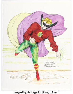 Martin Nodell - Green Lantern (Alan Scott) Color Sketch Original Art (undated).