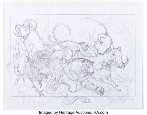 James Jean The Great Race Tiger Beer Chinese New Year Ad Illustration Preliminary Original Art (2016). | Heritage