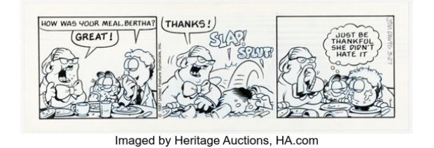 Jim Davis Garfield Daily Comic Strip Original Art dated 3-27-87 (United Feature Syndicate, 1987). | Heritage
