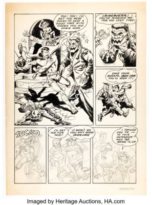 Rudy Palais and Reed Crandall (attributed) Crimebuster Unpublished Story Page Original Art (c. 1940s). | Heritage
